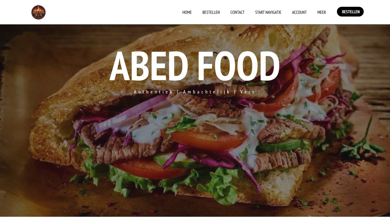 De website van Abed Food in 's-Hertogenbosch.