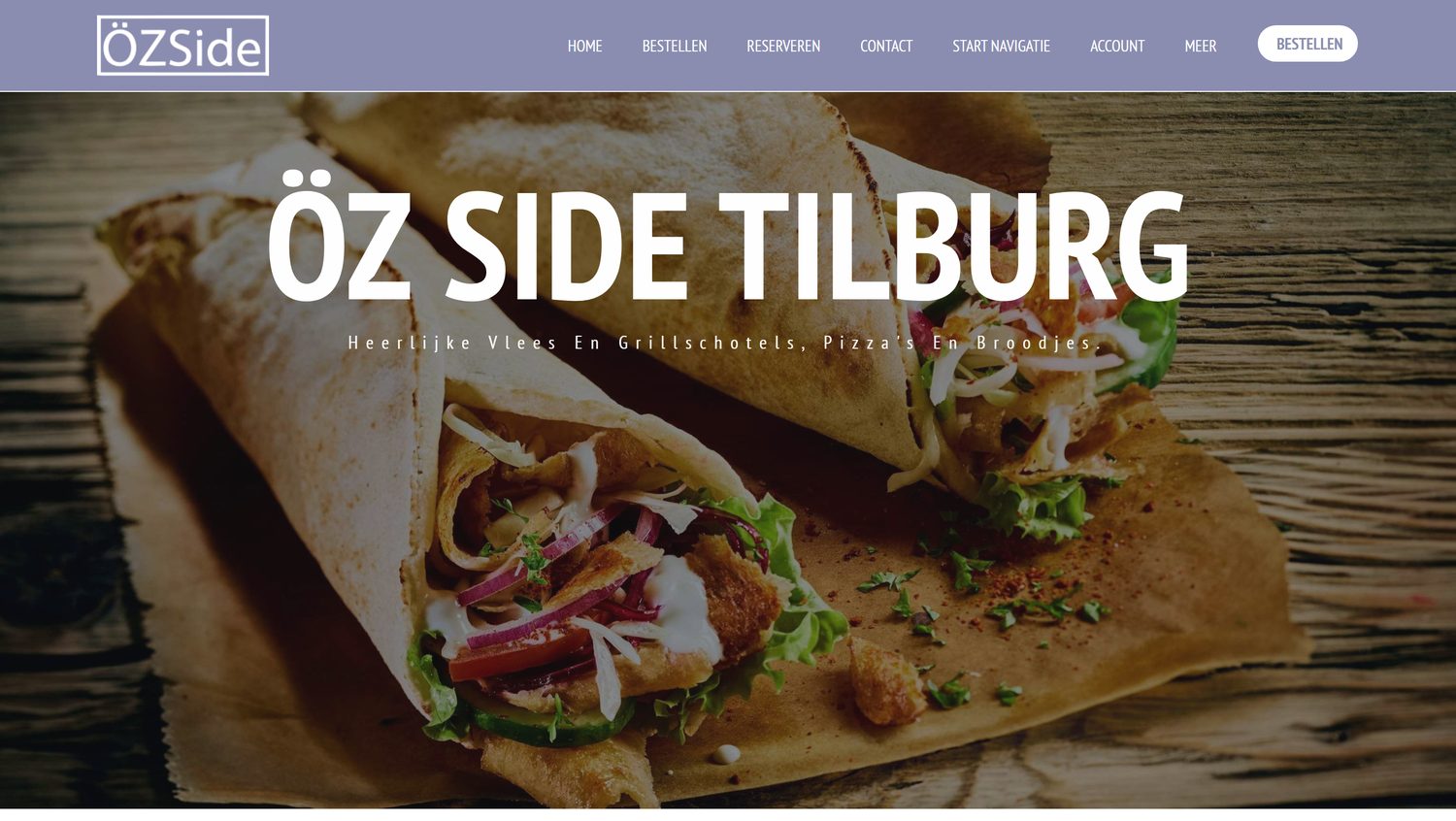 De website van Ozside — grillschotels, pizza's en broodjes uit Tilburg.