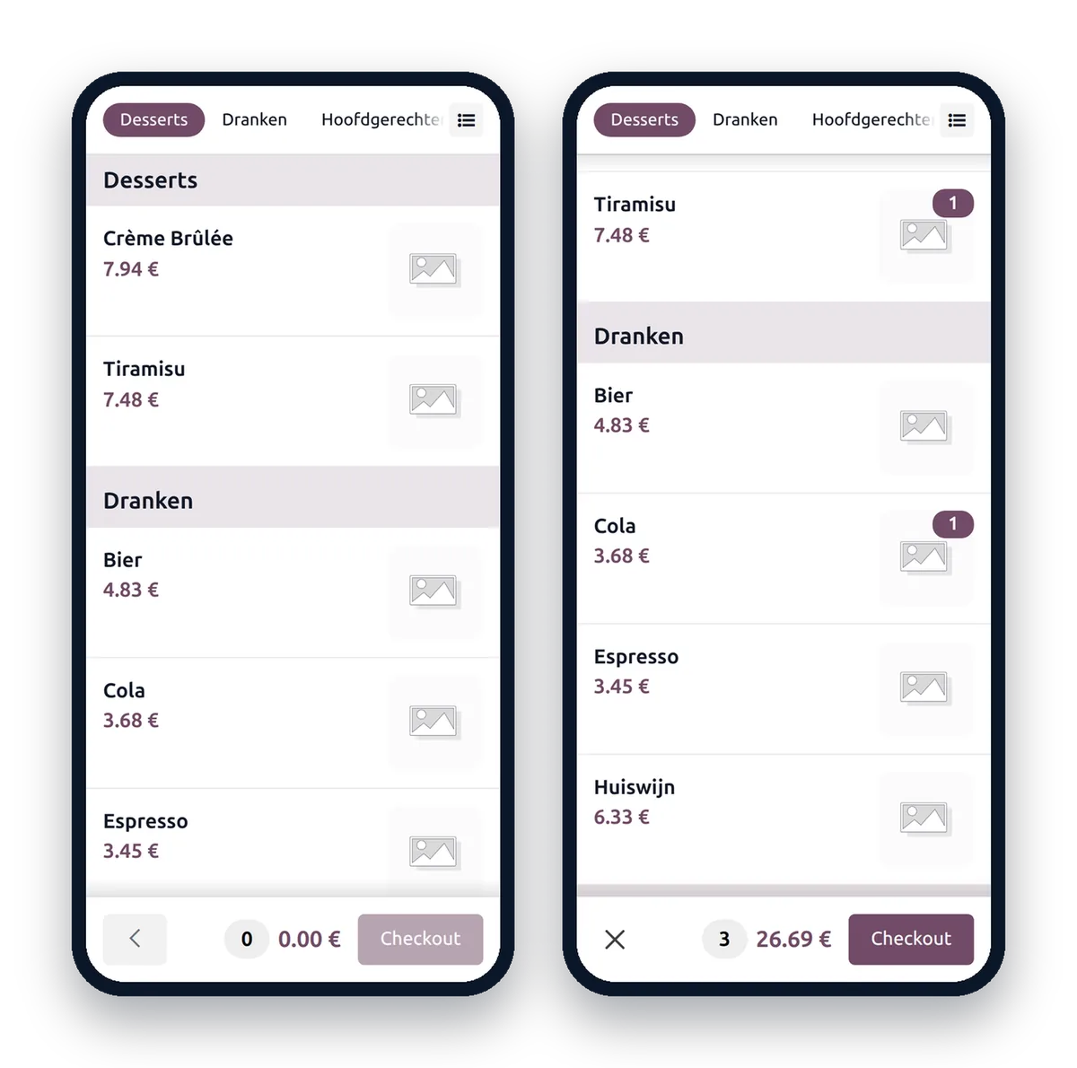 QR-bestellen aan tafel op de telefoon (demo)